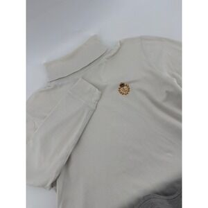 Lauren Ralph Lauren Womens M Off White Long‎ Sleeve Turtleneck Creast Logo Top